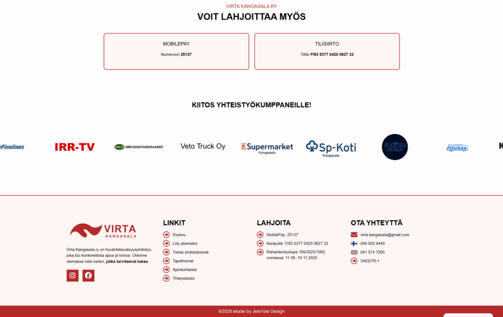 Virta Kangasala footer työnäyte, JeleTele Design